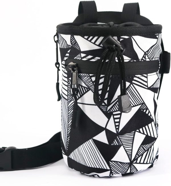 Chalk Bag for Rock Climbing - Bouldering Chalk Bag Bucket with Quick-Clip Belt and 2 Large Zippered Pockets - Rock Climbing Gear Equipment