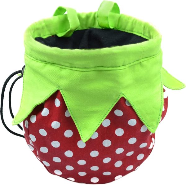 Strawberry Chalk Bag with Carabiner Drawstring for Rock Climbing Weight Lifting Rock Climbing Bag Chalkbag - Image 2