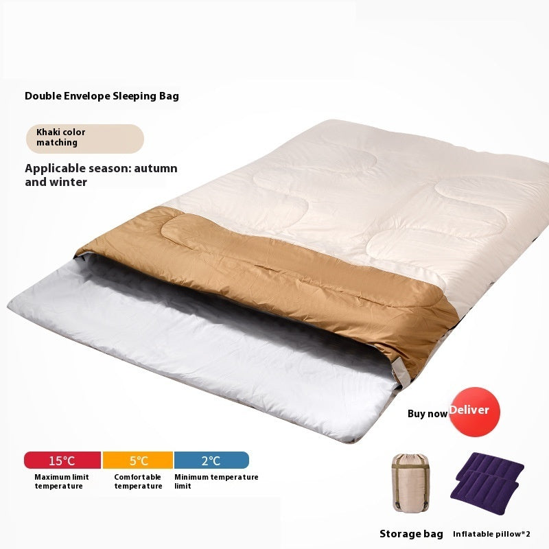 Double Sleeping Bag Adult Outdoor Camping Thickened Warm-keeping And Cold-proof Quilt Dual-use - Image 10