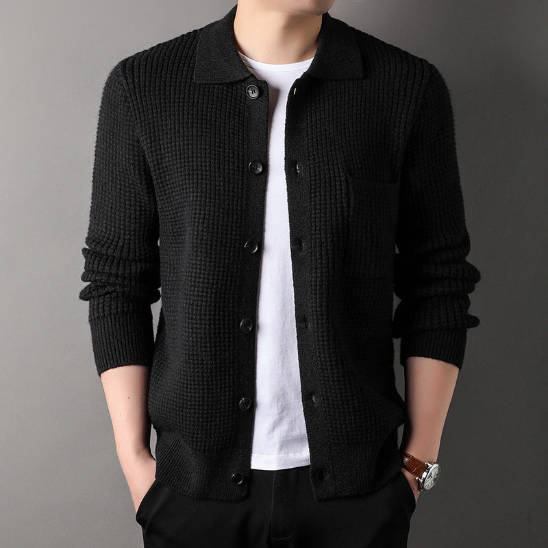 Men's Long-sleeved Knitted Cardigan Jacket - Image 8