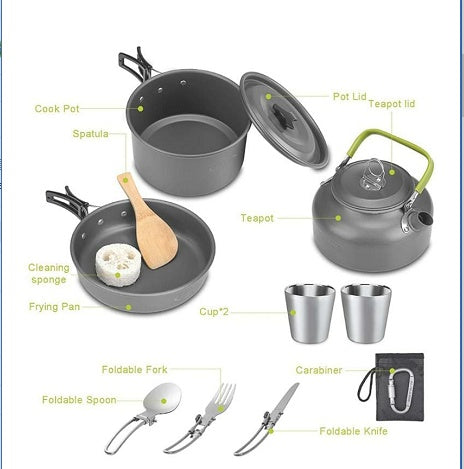 Camping Teapot Set Pot Stove Set 2-3 People Picnic Stove Tableware - Image 7