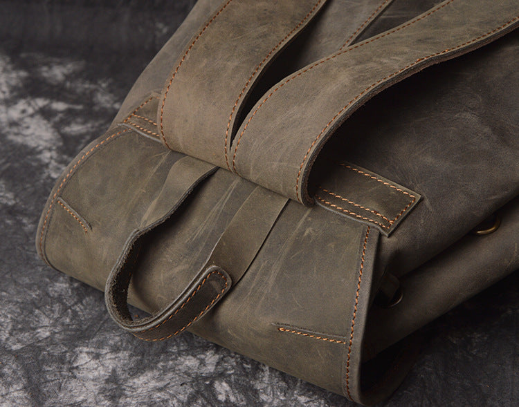 Backpack Crazy Horse Leather Outdoor Travel Men's Backpack - Image 4