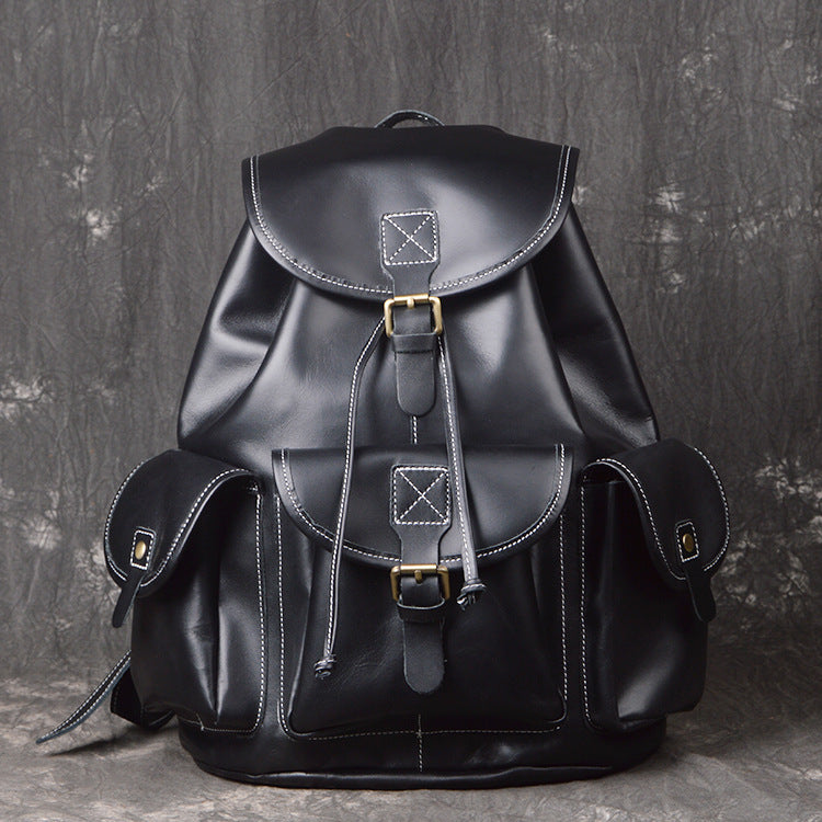 Backpack Crazy Horse Leather Outdoor Travel Men's Backpack - Image 9