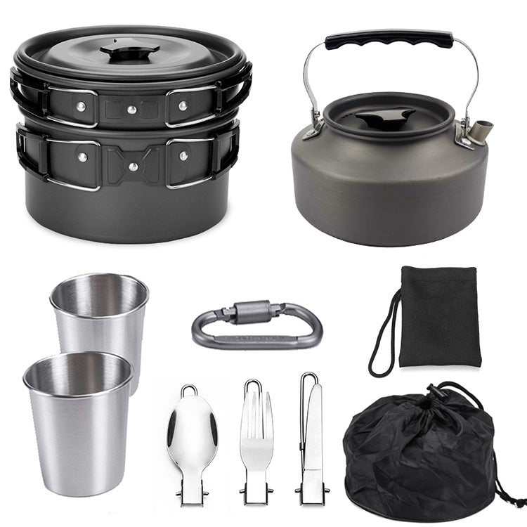 Outdoor Portable Cookware Mess Kit Camping Hiking Picnic - Image 4