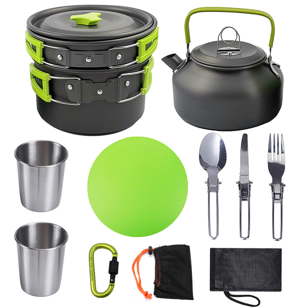 Outdoor Camping Cookware Travel Tableware Cutlery Utensils Hiking Picnic Camping Cookware Set - Image 7
