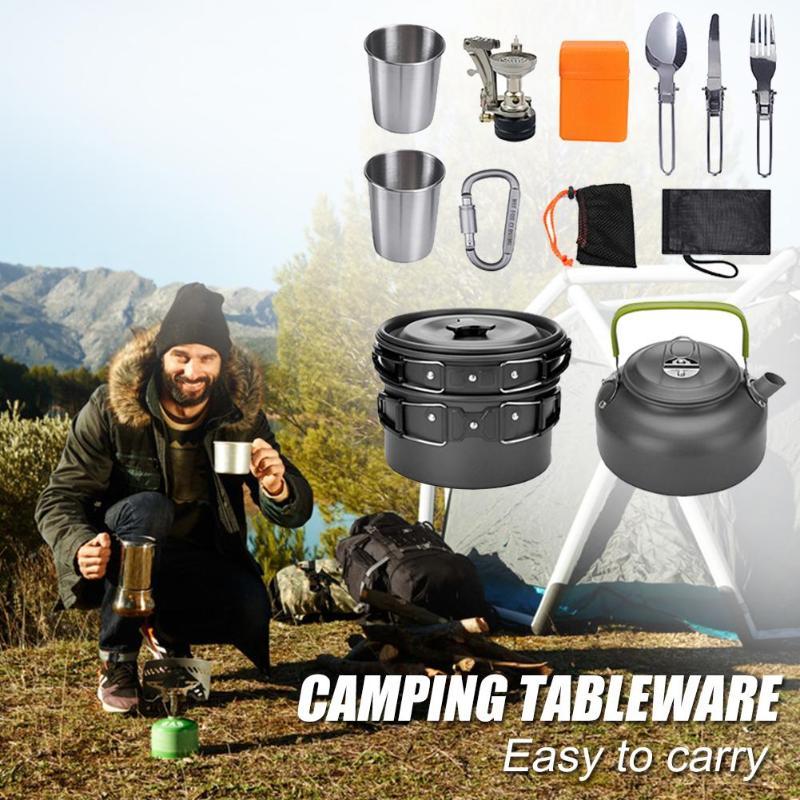 Camping Cookware Kit Outdoor Cooking Set Aluminum Equipment Outdoor Pot Travel Tableware Kitchen Hiking Picnic BBQ - Image 4