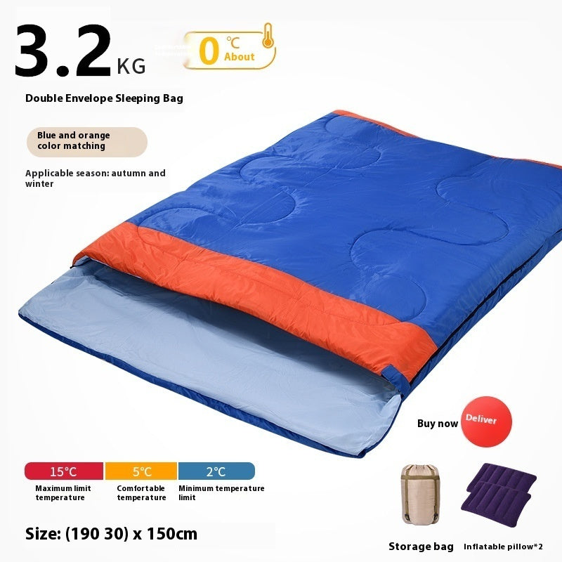Double Sleeping Bag Adult Outdoor Camping Thickened Warm-keeping And Cold-proof Quilt Dual-use - Image 7