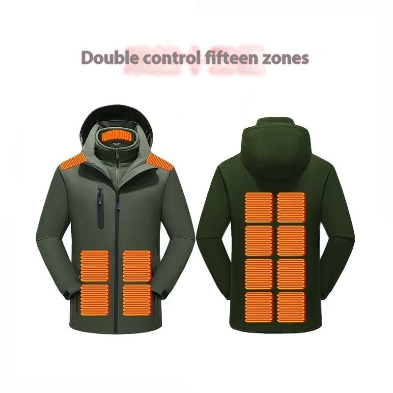 Dual Control Zone 15 Intelligent Heating Shell Jacket Winter Outdoors Mountaineering Cold Protection Warm Coat Jacket