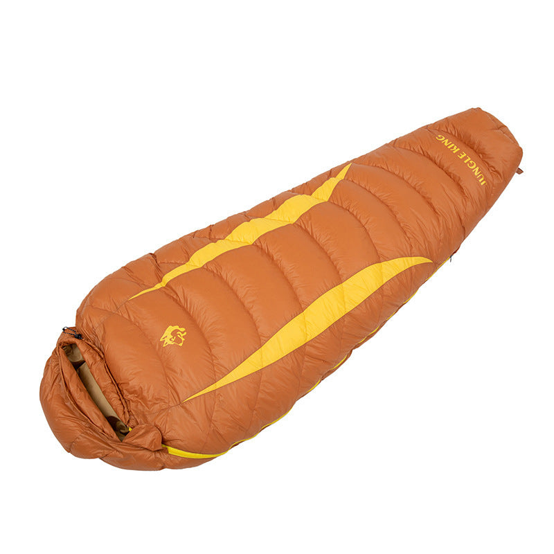 Outdoor Camping Sleeping Bag - Fog Blue And Yellow - Image 3