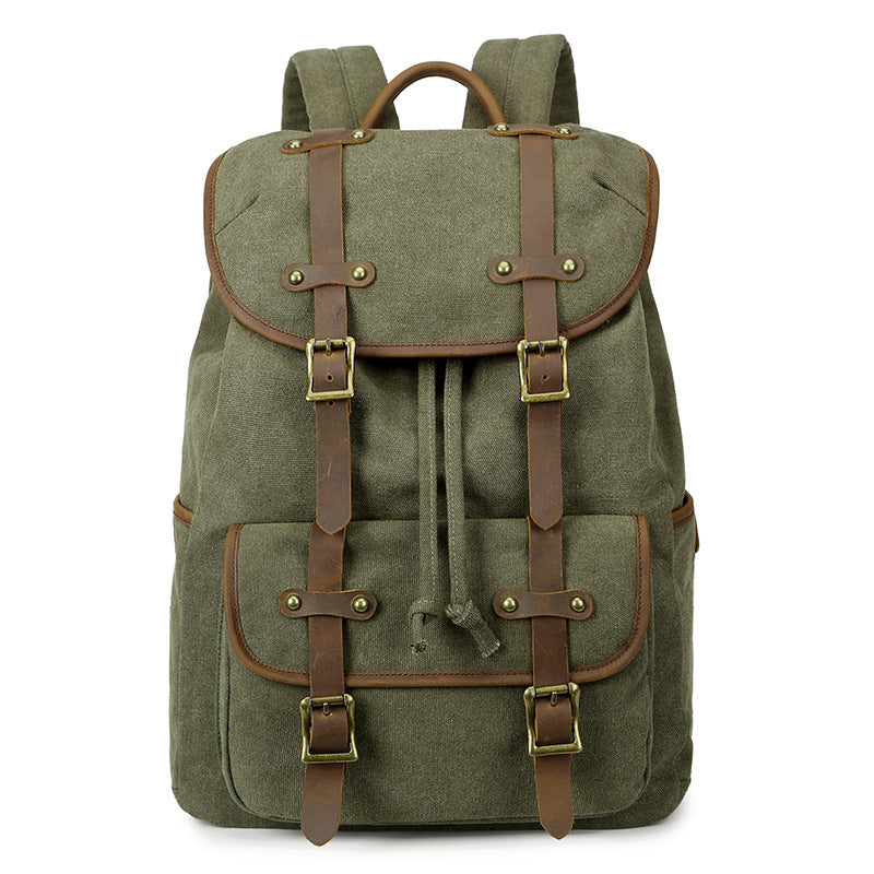 Canvas Backpack Oil Wax Outdoor Travel - Image 7