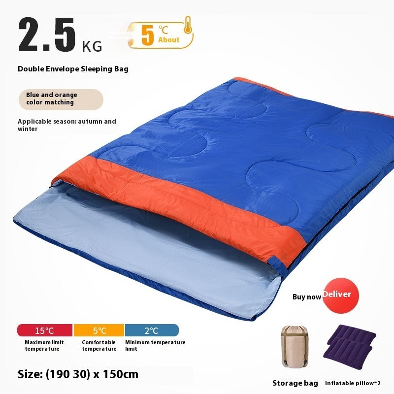 Double Sleeping Bag Adult Outdoor Camping Thickened Warm-keeping And Cold-proof Quilt Dual-use - Image 9