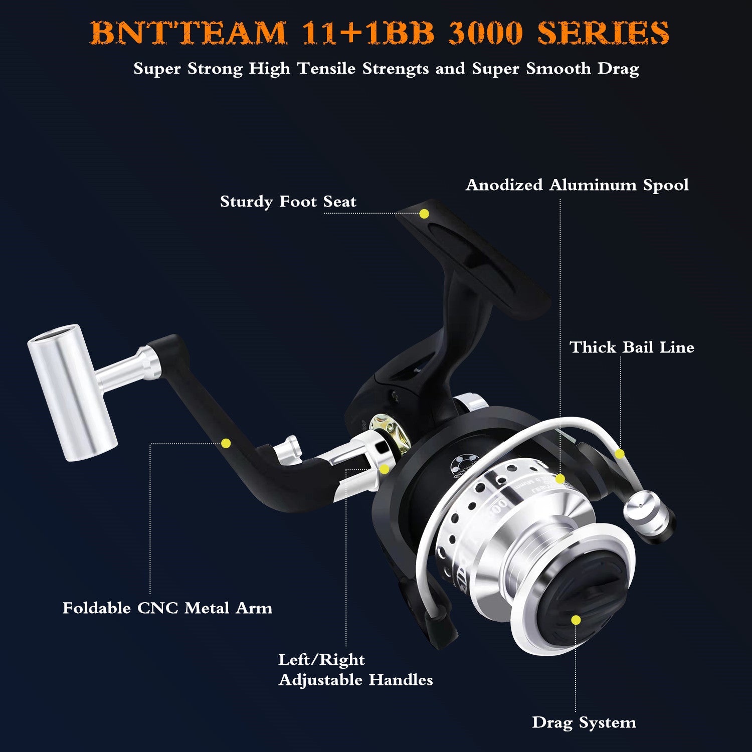 BNTTEAM New Fishing Spinning Reel Rod Combos Carbon Telescop - Image 6