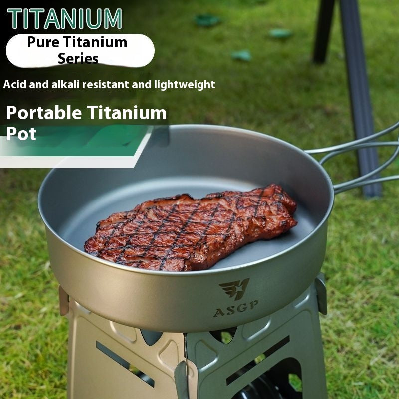 Pure Titanium Frying Pan Outdoor Portable Cooking Pot Foldable - Image 5