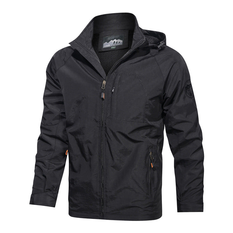 Mountaineering Hooded Jacket Windproof Men's Casual Jacket Outdoor Large Size Jacket Men - Image 5