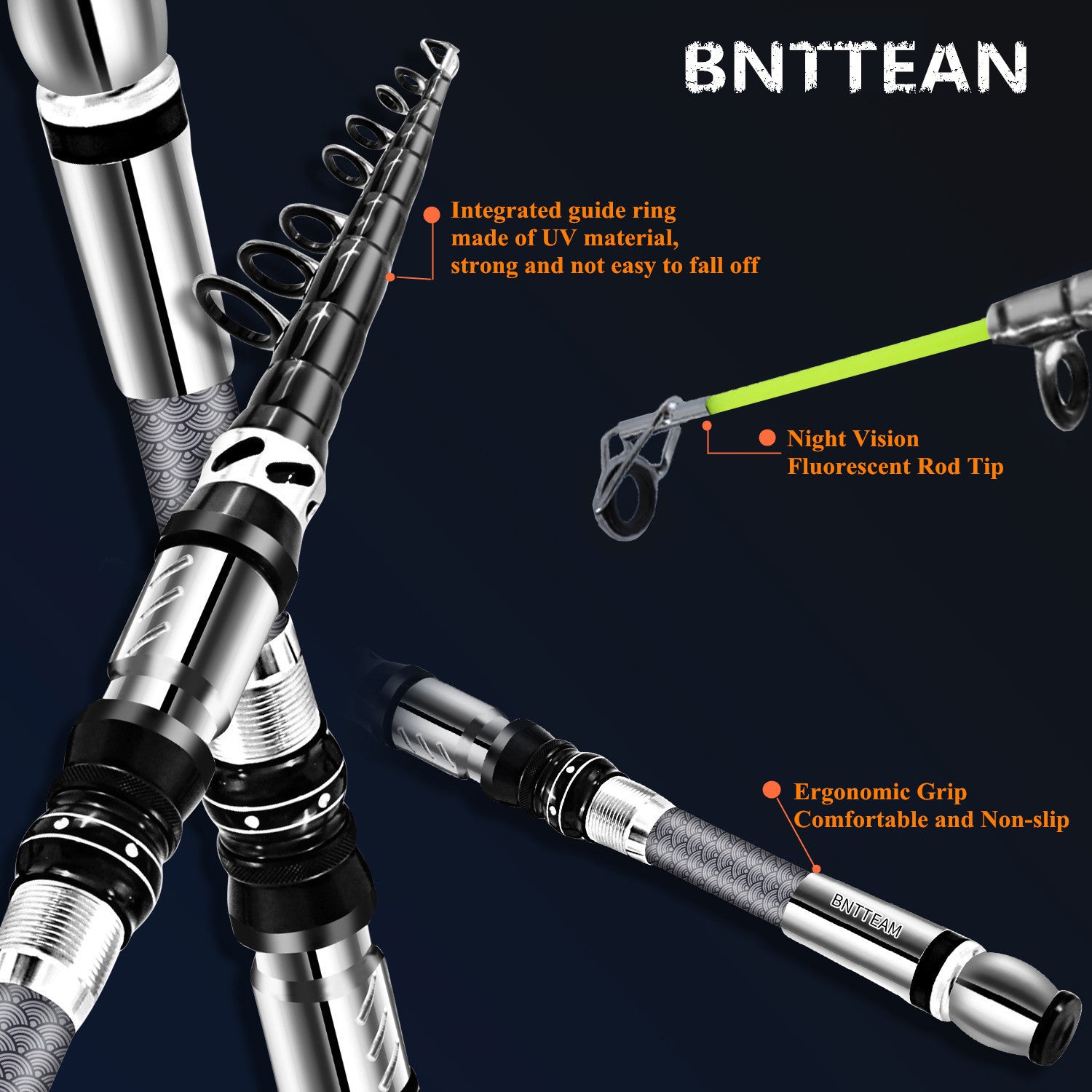 BNTTEAM New Fishing Spinning Reel Rod Combos Carbon Telescop - Image 9