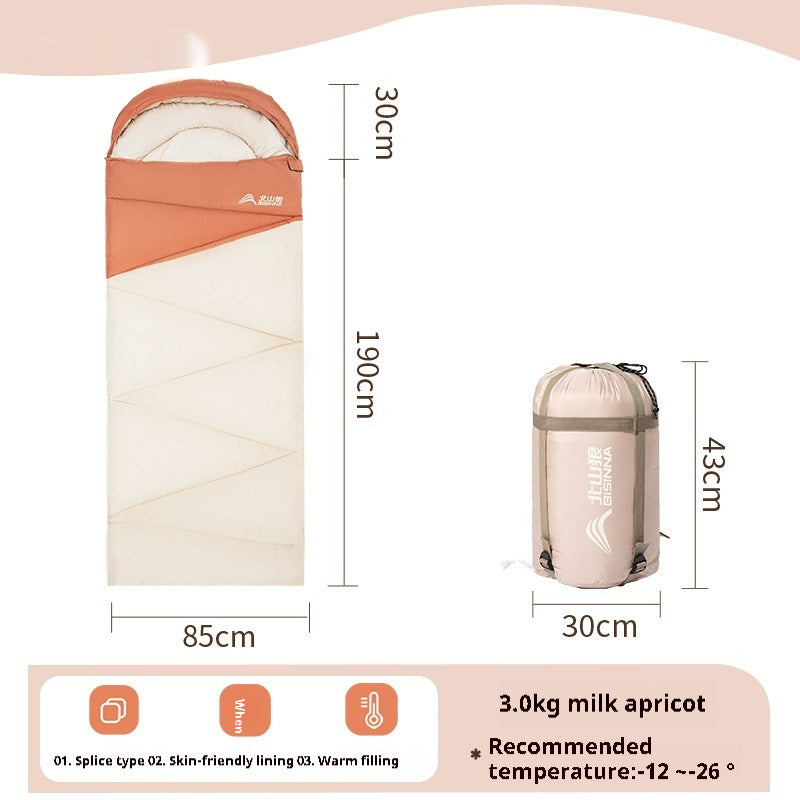 Outdoor Camping Travel Thickened Cold Protection Warm Sleeping Bag - Image 12