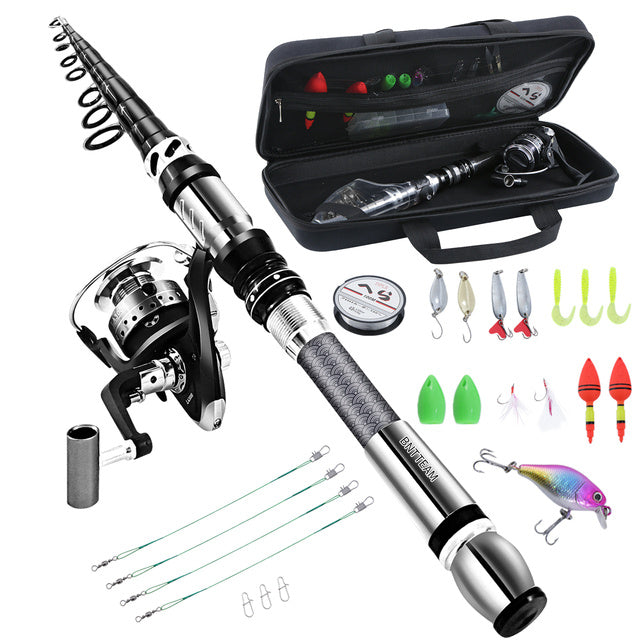 BNTTEAM New Fishing Spinning Reel Rod Combos Carbon Telescop - Image 8