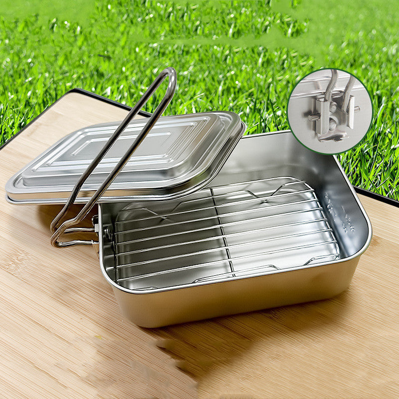 Outdoor Camping Stainless Steel Lunch Box Picnic Tableware Set - Image 3
