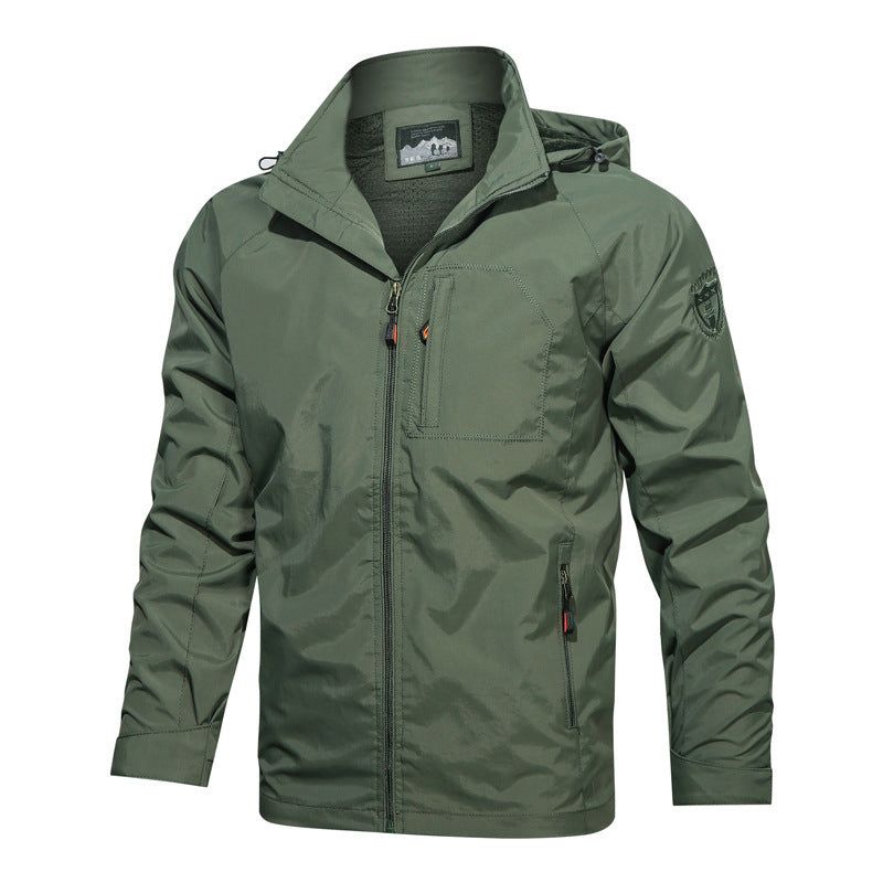 Mountaineering Hooded Jacket Windproof Men's Casual Jacket Outdoor Large Size Jacket Men - Image 4