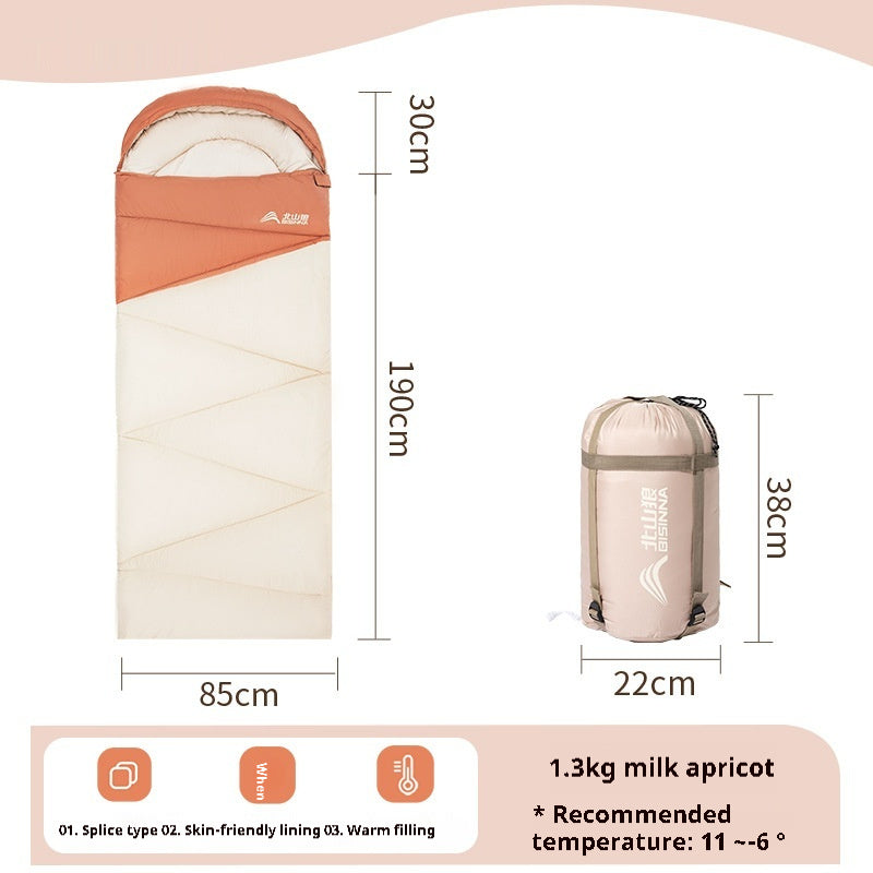 Outdoor Camping Travel Thickened Cold Protection Warm Sleeping Bag - Image 3