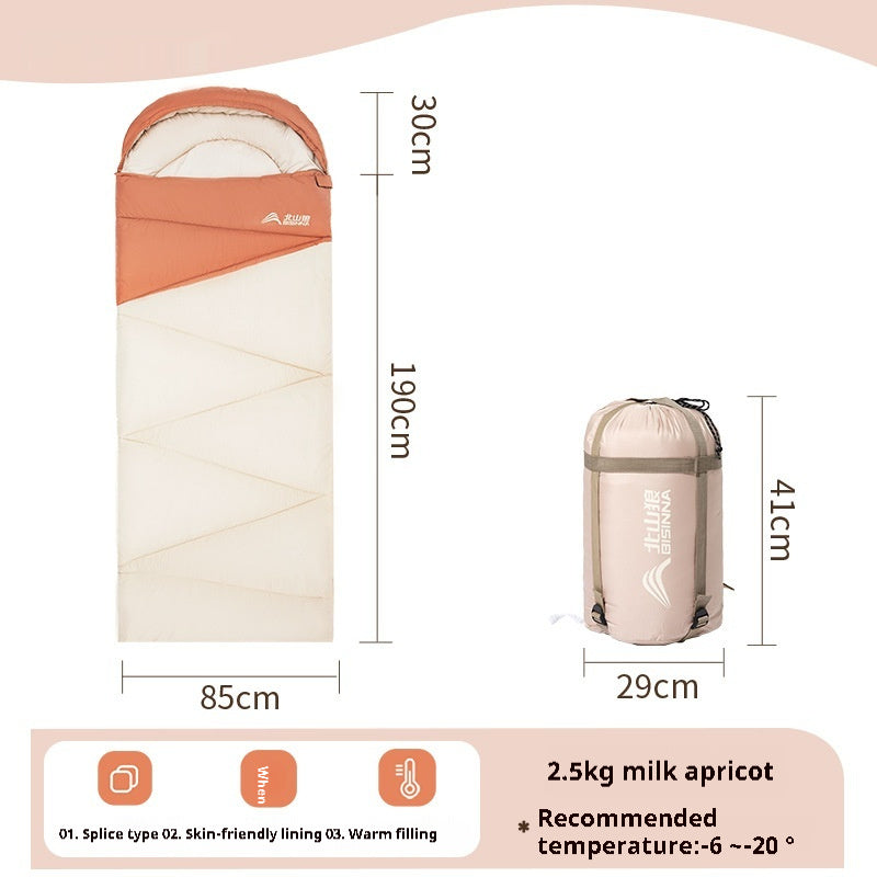 Outdoor Camping Travel Thickened Cold Protection Warm Sleeping Bag - Image 7