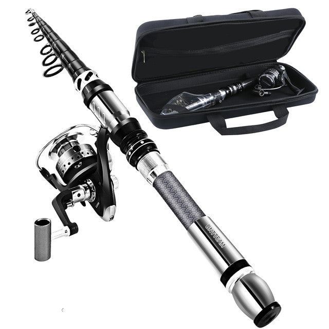 BNTTEAM New Fishing Spinning Reel Rod Combos Carbon Telescop - Image 4