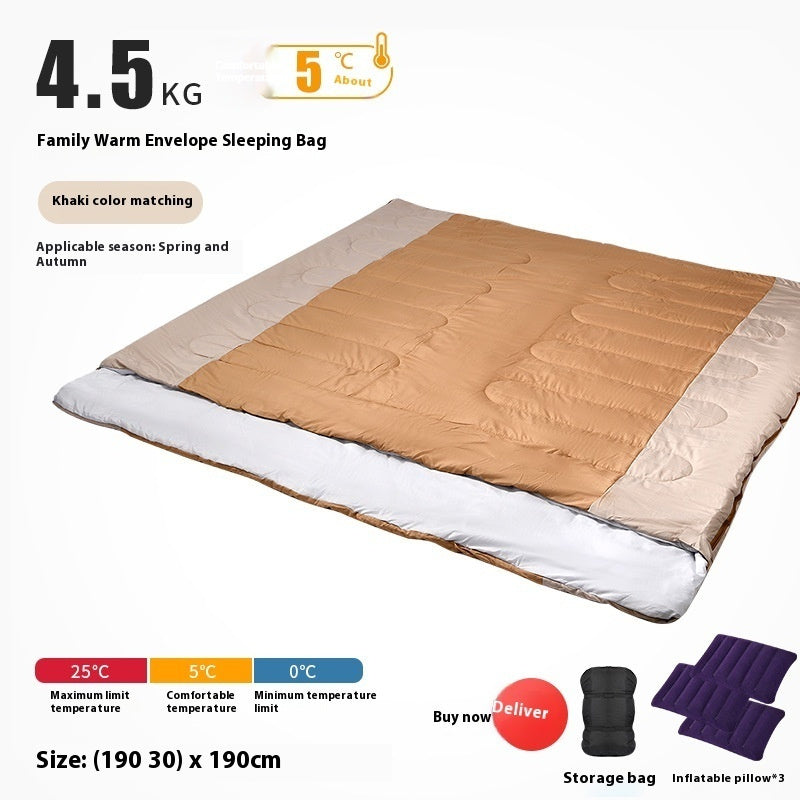 Double Sleeping Bag Adult Outdoor Camping Thickened Warm-keeping And Cold-proof Quilt Dual-use - Image 6