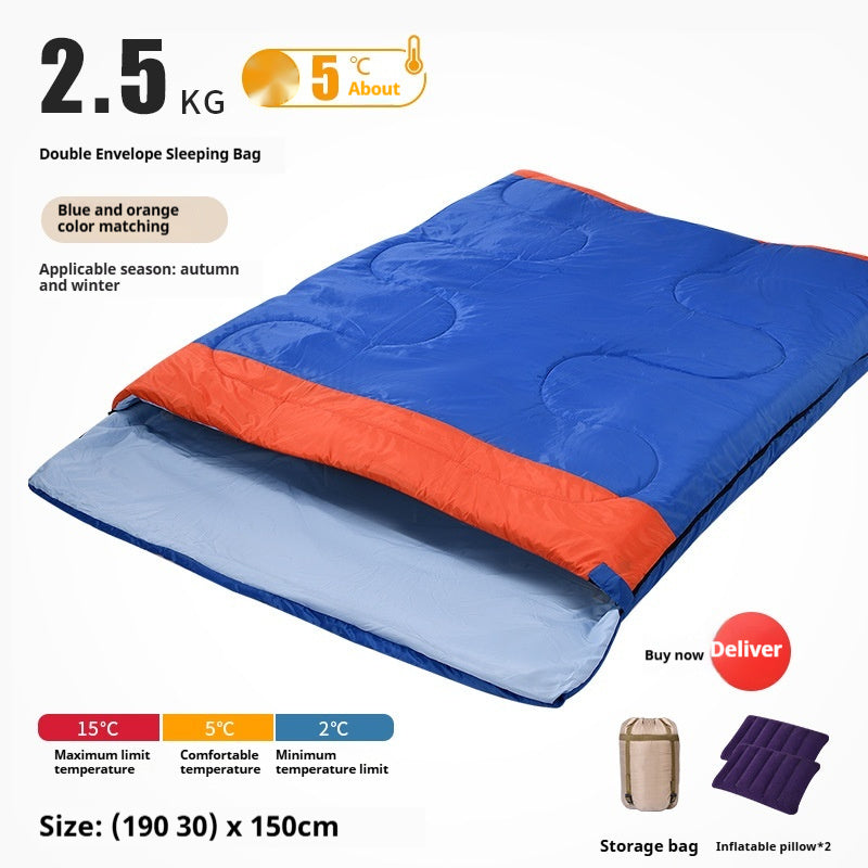 Double Sleeping Bag Adult Outdoor Camping Thickened Warm-keeping And Cold-proof Quilt Dual-use