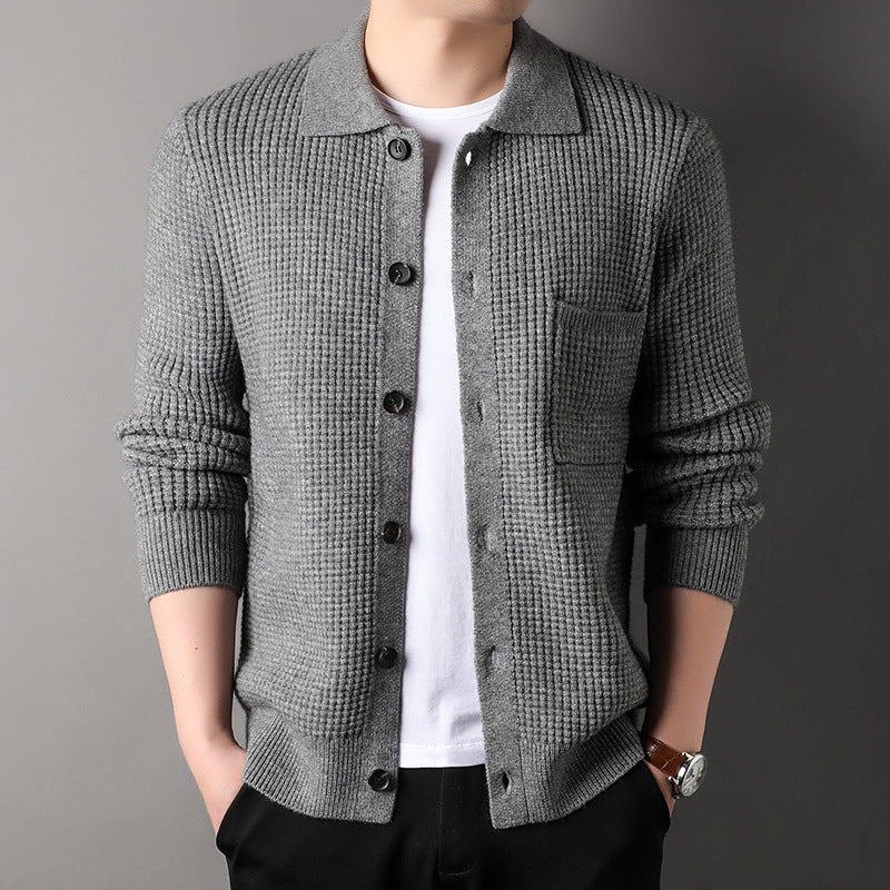 Men's Long-sleeved Knitted Cardigan Jacket - Image 4