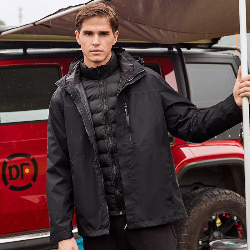 Three-in-one Down Cotton Waterproof Liner Windproof Shell Jacket - Image 4