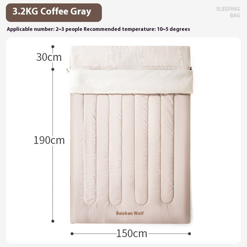 Outdoor Camping Sleeping Bag - 2.6kg Coffee Gray