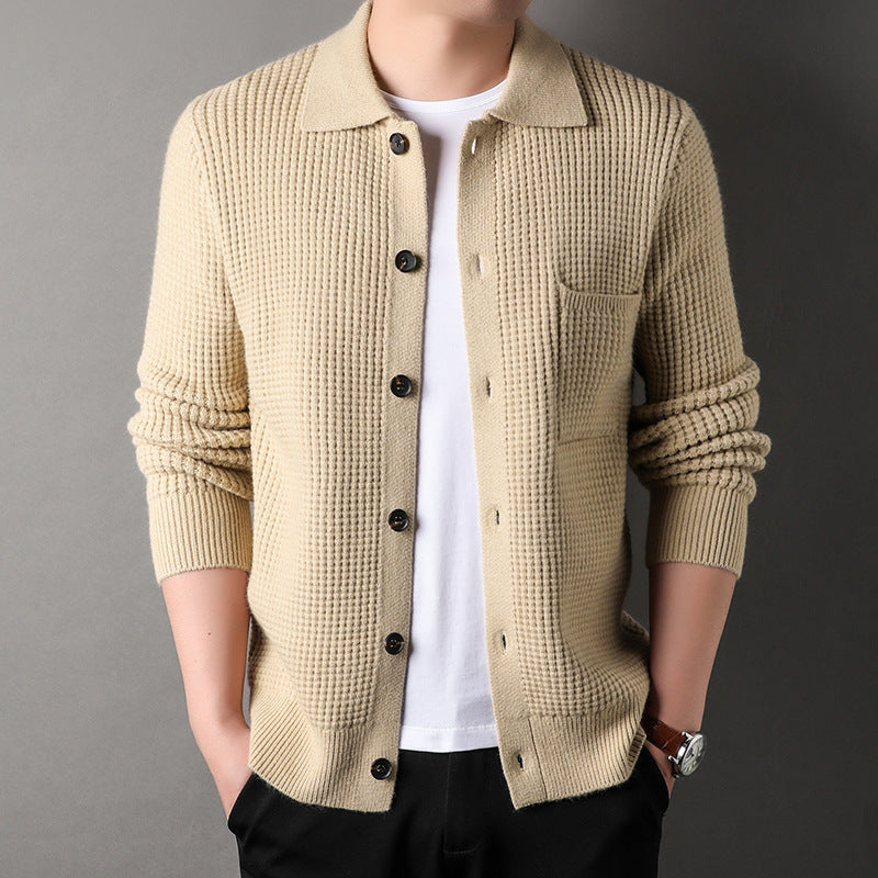 Men's Long-sleeved Knitted Cardigan Jacket - Image 7