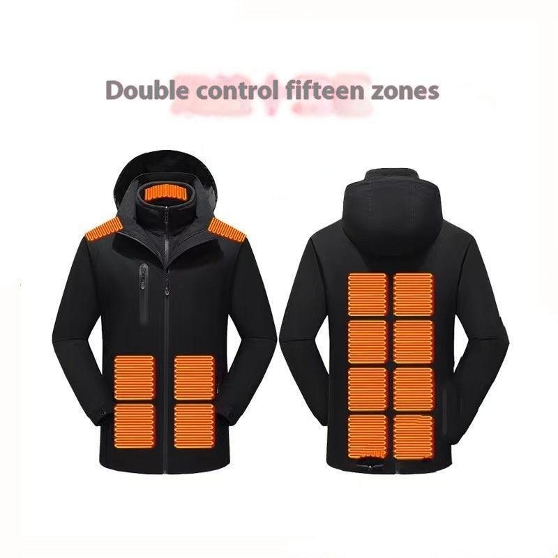 Dual Control Zone 15 Intelligent Heating Shell Jacket Winter Outdoors Mountaineering Cold Protection Warm Coat Jacket - Image 3