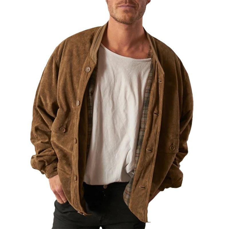 Maillard Suede Coat Men's Solid Color Casual Men's Jackets - Image 2